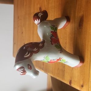 Swedish Dala Horse Akta Dalahemslojd 8x9" Solid Wood Handmade/Painted Vintage